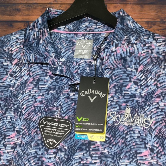 Callaway Other - Callaway Swing Tech Golf Polo Shirt Mens Medium Sky Valley Country Club Colorful